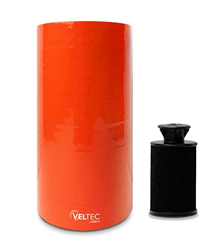 Pricing Labels for Monarch 1136 Labeler, 8 Rolls, 14,000 Two Line Labels, Ink Roller Included (Red) - color: Red