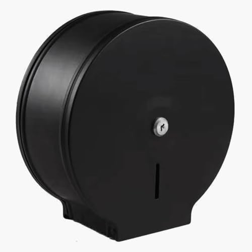 Commercial Jumbo Toilet Paper Dispenser, Black Stainless Steel Large Roll Bathroom Tissue Holder Wall Mount, 9” Diameter Lockable Dispenser with Key for Business Restrooms - color: Black