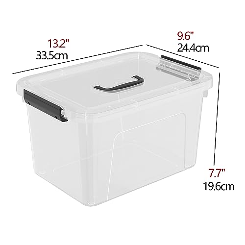 12 Qt Clear Tote Box, Plastic Storage Bin with Lid & Handle Set of 6 - size: 12 Quarts