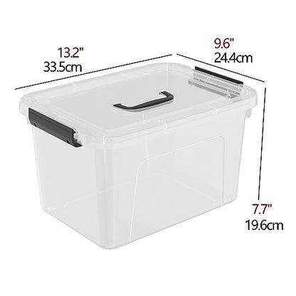 12 Qt Clear Tote Box, Plastic Storage Bin with Lid & Handle Set of 6 - size: 12 Quarts