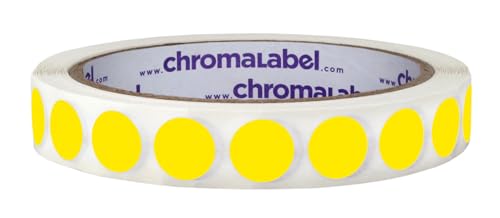 ChromaLabel Yellow Removable Dot Stickers, 1/2 Inch, 1000/Roll - color: Yellow, size: 1/2"