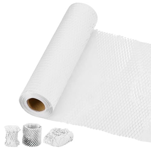 PATIKIL Honeycombs Packing Paper, 12" x 98' Honeycombs Cushioning Wrap Roll Kraft Wrapping Paper for Shipping Moving Wrapping Gifts, White - color: White, size: 12" x 98'