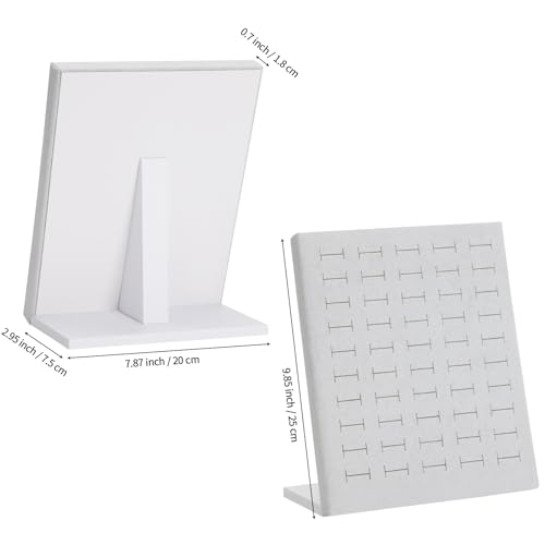 KUKUVR Velvet L-Shaped 50 Slots Ring Earring Holder Display Stand (Grey) - color: Grey