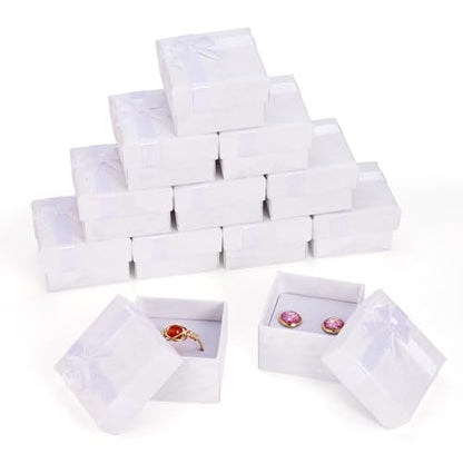 Craftdady 12pc Small Ring Earring Jewelry Boxes Square White Gift Pack Box - color: White