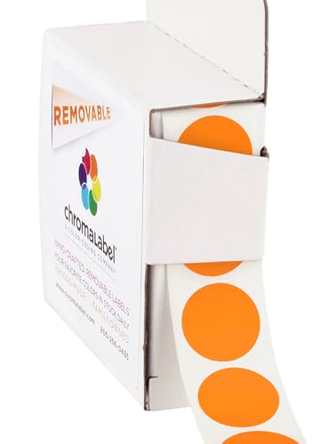 ChromaLabel 3/4 Inch Orange Removable Dot Stickers, 1000/Box - color: Orange, size: 3/4"