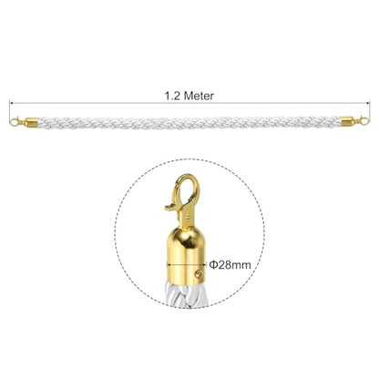 PATIKIL Stanchion Rope, 1.2m/3.9Ft Barrier Rope Twisted Post Ropes for Posts Stands Queue Divider Crowd Control of Hotel, White Golden - color: White, Golden, size: 3.9Ft