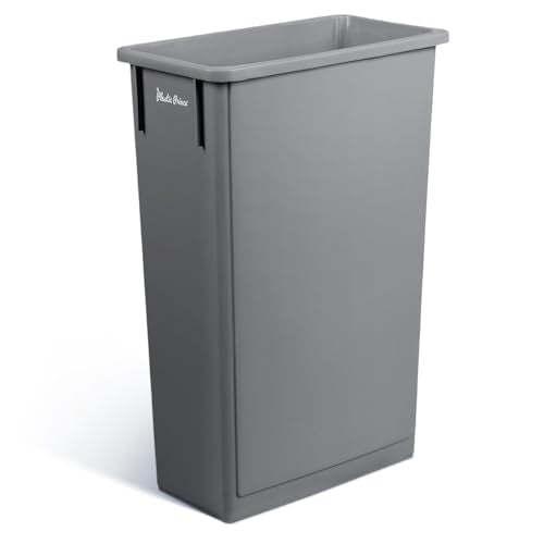 PLASTIC PRINCE 23 Gallon Slim Trash Can Kitchen, Commercial Tall Trash Bin Narrow, Rectangular Slim Jim Skinny Garbage Can for Home Garage Cabinet Restaurant, Gray - style: Gray Can