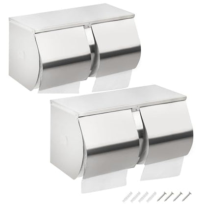 2Pack Double Roll Toilet Paper Holder Dispenser with Shelf Storage