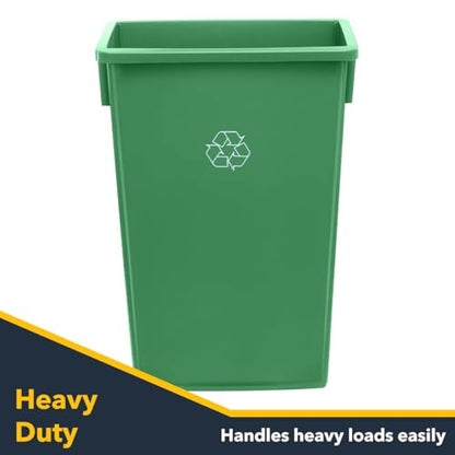 Green 23 Gallon Slim Recycle Container with Dolly, Wheeled Commercial Trash Can, Heavy-Duty Rolling Waste Bin, Durable Plastic Garbage Can for Kitchens, Homes, Restaurants, Offices - color: Green, size: with Dolly