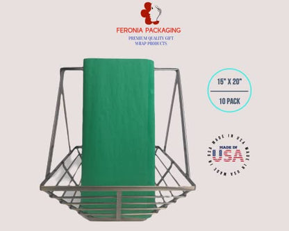 Festive Green Tissue Paper Squares, Bulk 10 Sheets, Premium Gift Wrap and Art Supplies for Birthdays, Holidays, or Presents by Feronia packaging, Large 15 Inch x 20 Inch Made in USA - color: FestiveGreen