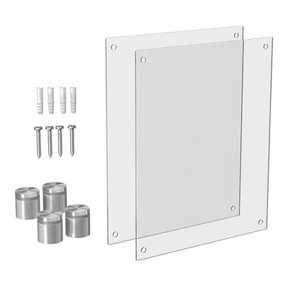 Marketing Holders Wall Poster Holder Floating Clear Acrylic Graphic Image Display Holds 11 x 14 with Silver Standoffs Overall Dimensions: 15" x 18" x 1.5" Large Certificate Display - size: 11 x 14 inches