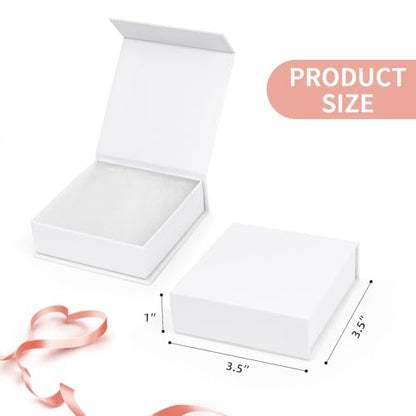 Jewelry Gift Boxes, 20 Pack 3.5x3.5x1.18 inch Small Jewelry Boxes, Small Gift Box for Necklaces Bracelet Earring Ring Gift packaging(White) - color: White