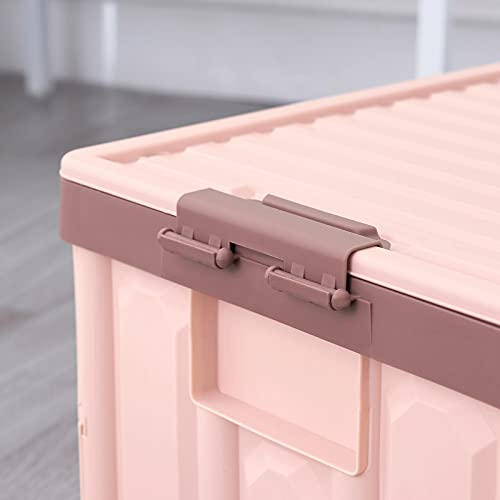 Pink Collapsible Storage Bins with Lids 2-Pack, Folding Plastic Stackable Utility Crates 30L, Durable Containers for Home & Garage Organization - color: Pink
