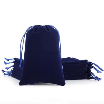 Tapleap 12Pcs Velvet Gift Bags, 7x10” Large Blue Drawstring Pouch - color: Blue, size: 7x10in