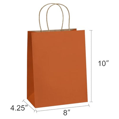 BagDream Medium Gift Bags with Handles 8x4.25x10.5 Inch Orange 100 Pcs Bulk - color: Orange