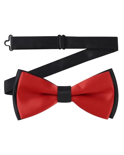 AWAYTR Bow Ties for Men - Pre-Tied Adjustable Tuxedo Style for Wedding - color: Dark Red&black