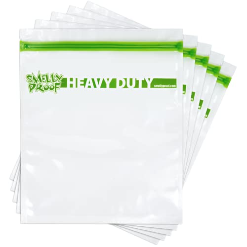 REUSABLE STORAGE BAGS BUNDLE by Smelly Proof - Heavy Duty 5mil, USA Made NO PEVA & BPA FREE Dishwasher-Safe Triple Zip Clear Flat Design - 5 Gallon & 5 Quart Sizes Combo Pack
