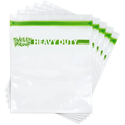 REUSABLE STORAGE BAGS BUNDLE by Smelly Proof - Heavy Duty 5mil, USA Made NO PEVA & BPA FREE Dishwasher-Safe Triple Zip Clear Flat Design - 5 Gallon & 5 Quart Sizes Combo Pack