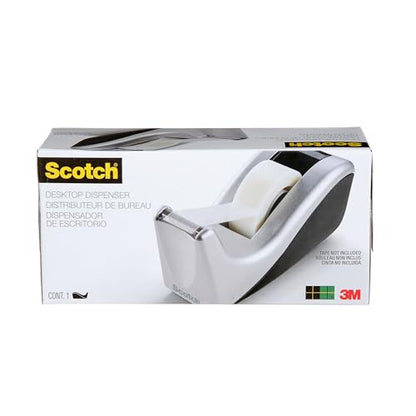 Scotch Desktop Tape Dispenser, Silvertech Two-Tone (C60-ST) - size: 1 Count (Pack of 1)