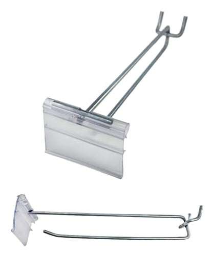 100 Pack FSAWL4 4" Flip Scan Metal Peg Board Hooks with Label Holder