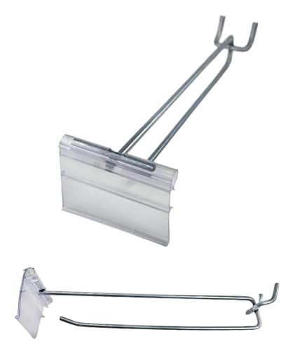 200 Pack FSAWL4 4" Flip Scan Metal Peg Board Hooks with Label Holder