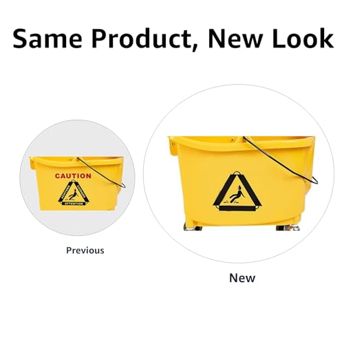 Amazon Basics Floor Cleaning Rectangular Mop Bucket with Sturdy Down Press Wringer Combo, 35-Quart, Yellow