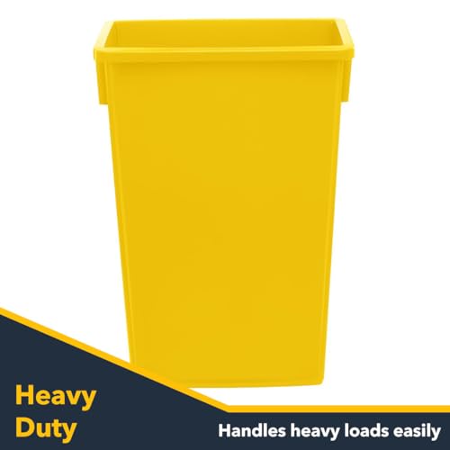 Yellow 23 Gallon Slim Recycle Container with Dolly, Wheeled Commercial Trash Can, Heavy-Duty Rolling Waste Bin, Durable Plastic Garbage Can for Kitchens, Homes, Restaurants, Offices - color: Yellow, size: with Dolly
