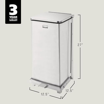 Rubbermaid Commercial Products Defenders Biohazard Steel Trash Can Step-On 13 GAL Stainless Steel Hospital/Doctor's Office/Healthcare Facilities - color: Stainless Steel, size: 13G