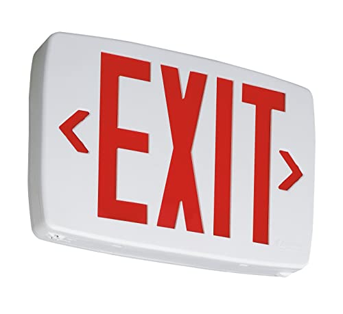 Lithonia Lighting Quantum LED Emergency Exit Sign, Thermoplastic Exit Only Sign with Stencil-Faced White Housing and Red Letters (LQM S W 3 R 120/277 M6) - color: Red, size: 11.75" | Sign Only