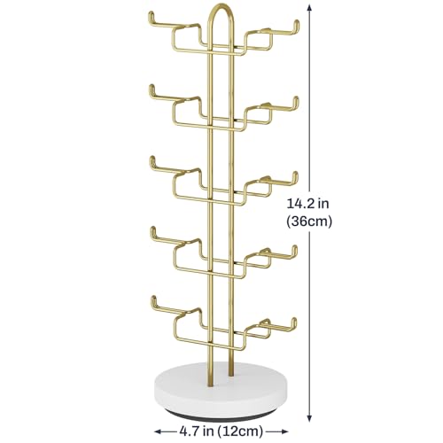 NiHome Rotatable Sunglasses Stand Organizer, Sunglasses Display Rack, Gold - color: Gold