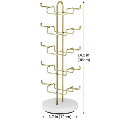 NiHome Rotatable Sunglasses Stand Organizer, Sunglasses Display Rack, Gold - color: Gold