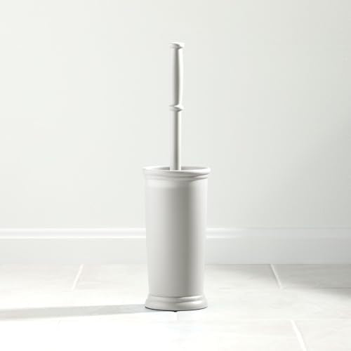 mDesign Toilet Bowl Brush and Holder - Covered Bathroom Toilet Brush - Standing Toilet Bowl Scrubber in Modern Holder - Space Saving, Deep Cleaning Brush for Toilet - Hyde Collection - Light Gray - color: Light Gray, size: Pack of 1