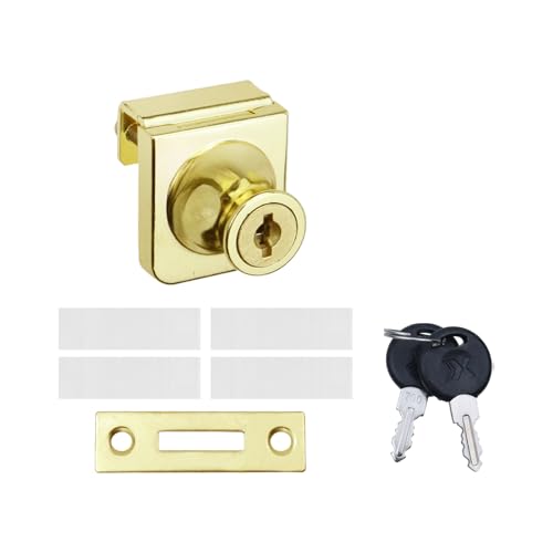 Gold Glass Case Lock, 1.38x1.26 Inch Rectangle, 2 Sets, Keyed Different - color: Gold, size: 1.38 x 1.26 Inch