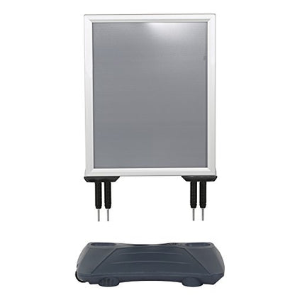M&T Displays Slide-in WindPro Weather and Wind Resistant Outdoor Pavement Sidewalk Sign for 24x36 Posters Silver Aluminum Easy Loading Slide-in Frame with Durable HDPE Silver Water Base - size: 24x36