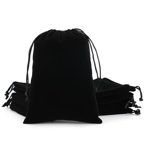 Tapleap 12Pcs Velvet Gift Bags, 7x10” Large Black Drawstring Pouch - color: Black, size: 7x10in