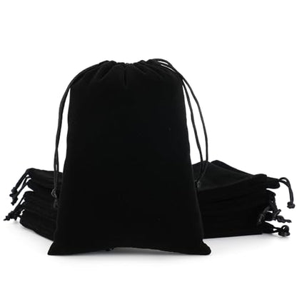 Tapleap 12Pcs Velvet Gift Bags, 7x10” Large Black Drawstring Pouch - color: Black, size: 7x10in