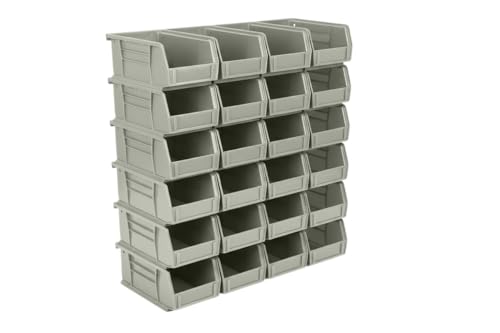 HE HUDSON EXCHANGE 7.5" x 4" x 3" (24 Pack) Plastic Stackable Storage Bin, Gray/Brown - color: Gray/Brown, size: 24 Pack
