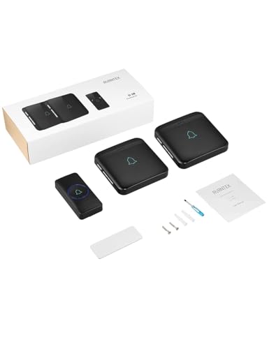 AVANTEK Wireless Doorbell, 1300 ft Range, Waterproof, 2 Receivers, Black - color: Black