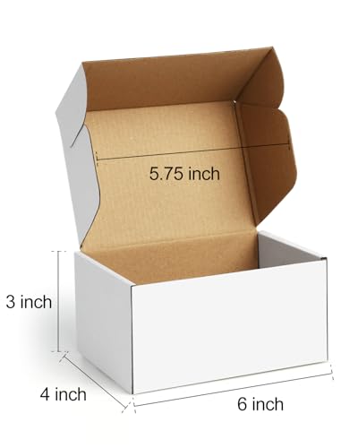 Shipping Boxes 6x4x3 inches Small Mailing Boxes 50 Pack White Cardboard Corrugated Box Mailers - size: 6x4x3 inch