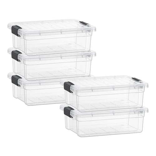Superio 4.5 Quart Clear Plastic Storage Containers with Lids, Stackable Organizer Bins, BPA-Free Storage Boxes for Home, Office, Dorm & Classroom, 5 Pack - size: 4.5 Quart