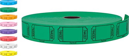 Tacticai 2000 Blank Raffle Tickets, Single Roll, Green - color: Green