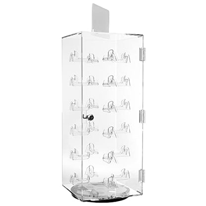 MOOCA Lockable Rotating Acrylic Sunglasses Display Case, 24 Frames