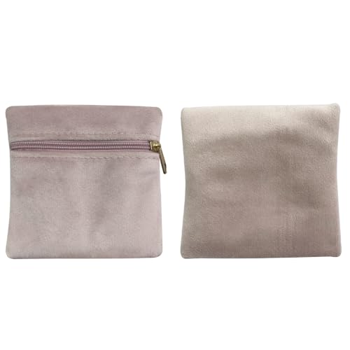8pcs Small Velvet Jewelry Pouches with Zipper Gift Bags for Bracelet Necklace,Ring,Earrings,Earphone,Wedding Favors, Party Favors,Travel,3.94" X 3.94" (Pink) - color: Pink