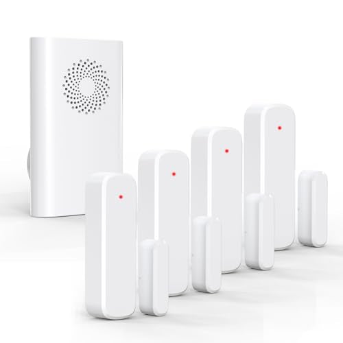 Wireless Door Chime, Door Sensor Chimes When Door Opens/Business Entering - size: 1 Receiver +4Sensors