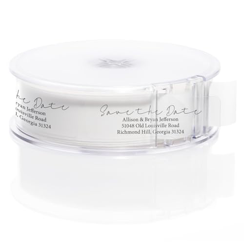 Clear Save the Date Rolled Address Labels / 250 Personalized Return Address Labels/Designer Address Stickers in Elegant Plastic Dispenser - size: 250 Labels, style: Clear Save the date