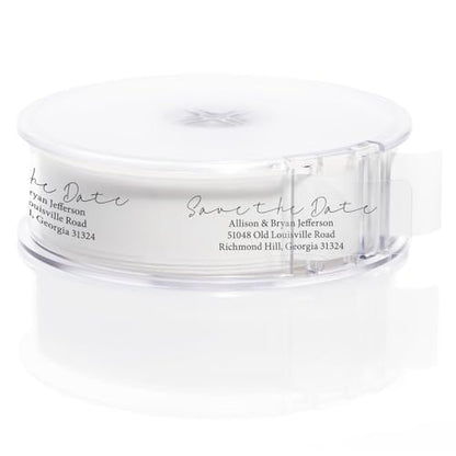 Clear Save the Date Rolled Address Labels / 250 Personalized Return Address Labels/Designer Address Stickers in Elegant Plastic Dispenser - size: 250 Labels, style: Clear Save the date