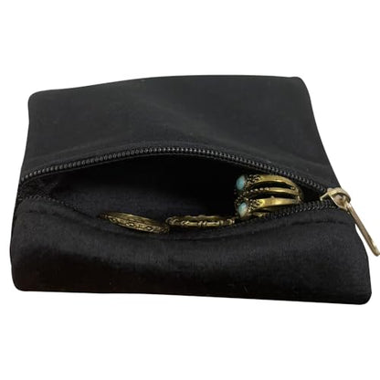 8pcs Small Velvet Jewelry Pouches with Zipper Gift Bags for Bracelet Necklace,Ring,Earrings,Earphone,Wedding Favors, Party Favors,Travel,3.94" X 3.94" (Black) - color: Black