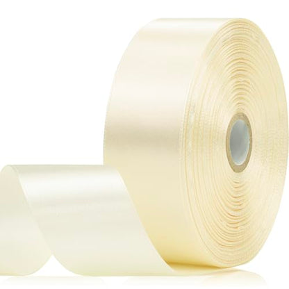 60 Yards Ivory Satin Ribbon 1-1/2 Inch, Solid Polyester Fabric Ribbon for Gift Wrapping, Crafts, Flower Bouquet, Wedding, Festival, Christmas, Halloween - color: Ivory