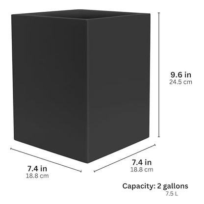 YEW DESIGN Matte Black Square 2 Gallon Trash Can for Home and Bathroom - color: Black Square