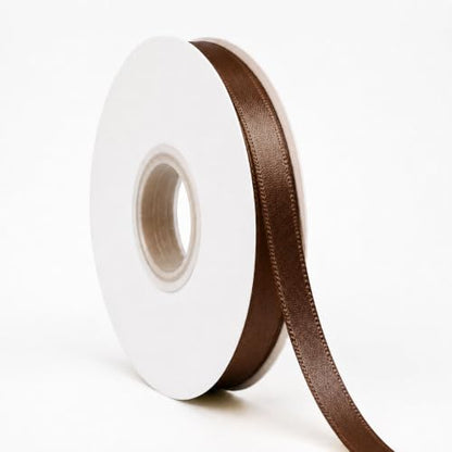 Brown Ribbon Satin Ribbon 3/8 Inch x 50 Yards with Spool - color: Brown